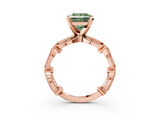 Rose gold Fancy Green Princess  Solitaire Milgrain Diamond Engagement Ring with Bezel and Marquise Band_3