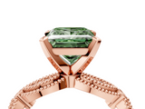 Rose gold Fancy Green Princess  Solitaire Milgrain Diamond Engagement Ring with Bezel and Marquise Band_4