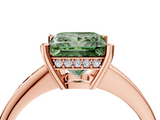 Rose gold Fancy Green Princess  Solitaire Pavé Band Prong Setting Ring_4