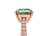Rose gold Fancy Green Princess  Solitaire Pavé Band Prong Setting Ring_5
