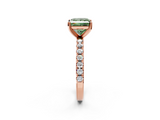 Rose gold Fancy Green Princess  Solitaire Pavé Band with Four-Prong Setting_2