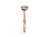 Rose gold Fancy Green Princess  Solitaire Pavé Band with Four-Prong Setting_24