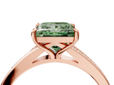 Rose gold Fancy Green Princess  Solitaire Pavé Band with Four-Prong Setting_26