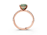 Rose gold Fancy Green Princess  Solitaire Pavé Band with Four-Prong Setting_3