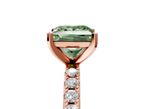 Rose gold Fancy Green Princess  Solitaire Pavé Band with Four-Prong Setting_5
