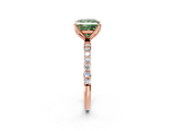 Rose gold Fancy Green Princess  Solitaire Pavé Diamond Engagement Ring with Four-Prong Setting_2