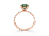 Rose gold Fancy Green Princess  Solitaire Pavé Diamond Engagement Ring with Four-Prong Setting_3