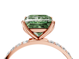 Rose gold Fancy Green Princess  Solitaire Pavé Diamond Engagement Ring with Four-Prong Setting_4