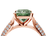 Rose gold Fancy Green Princess  Solitaire Pavé Diamond Engagement Ring with Four-Prong Setting_4