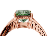 Rose gold Fancy Green Princess  Solitaire Pavé Diamond Milgrain Engagement Ring with Four-Prong Setting_4