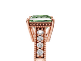 Rose gold Fancy Green Princess  Solitaire Pavé Diamond Milgrain Engagement Ring with Four-Prong Setting_5