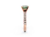 Rose gold Fancy Green Princess  Solitaire Pave Diamond Engagement Ring with Four-Prong Setting_2