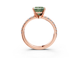 Rose gold Fancy Green Princess  Solitaire Pave Diamond Engagement Ring with Four-Prong Setting_3