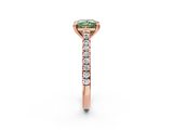 Rose gold Fancy Green Princess  Solitaire Pave Diamond Engagement Ring with Prong Setting_2