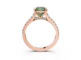 Rose gold Fancy Green Princess  Solitaire Pave Diamond Engagement Ring with Prong Setting_3
