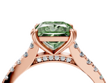 Rose gold Fancy Green Princess  Solitaire Pave Diamond Engagement Ring with Prong Setting_4