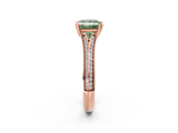 Rose gold Fancy Green Princess  Solitaire Pave Split Shank Engagement Ring with Six-Prong Setting_2