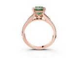 Rose gold Fancy Green Princess  Solitaire Pave Split Shank Engagement Ring with Six-Prong Setting_3
