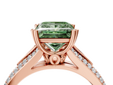 Rose gold Fancy Green Princess  Solitaire Pave Split Shank Engagement Ring with Six-Prong Setting_4