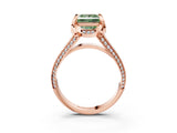 Rose gold Fancy Green Princess  Solitaire Pave Split Shank Ring with Four-Prong Setting_84