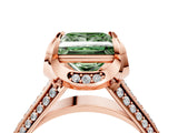 Rose gold Fancy Green Princess  Solitaire Pave Split Shank Ring with Four-Prong Setting_85