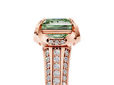 Rose gold Fancy Green Princess  Solitaire Pave Split Shank Ring with Four-Prong Setting_86