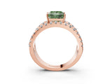 Rose gold Fancy Green Princess  Solitaire Split Shank Pave Diamond Ring_32
