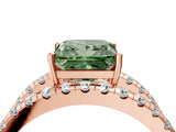 Rose gold Fancy Green Princess  Solitaire Split Shank Pave Diamond Ring_33