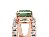 Rose gold Fancy Green Princess  Solitaire Split Shank Pave Diamond Ring_34