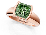 Rose gold Fancy Green Princess  Solitaire Tension Set Diamond Ring with Wide Band_1