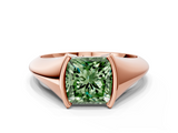 Rose gold Fancy Green Princess  Solitaire Tension Set Diamond Ring