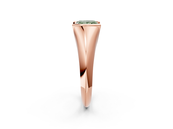 Rose Gold Princess Cut Tension Set Solitaire Engagement Ring Setting for Fancy Green Center