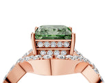 Rose gold Fancy Green Princess  Solitaire Twist Band Pavé Diamond Engagement Ring_54