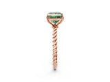 Rose gold Fancy Green Princess  Solitaire Twist Band Ring with Four-Prong Setting_67
