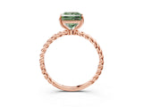 Rose gold Fancy Green Princess  Solitaire Twist Band Ring with Four-Prong Setting_68