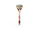Rose gold Fancy Green Princess  Solitaire Twist Band Six-Prong Setting 3