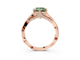 Rose gold Fancy Green Princess  Solitaire Twist Band Six-Prong Setting 4