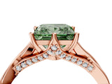 Rose gold Fancy Green Princess  Solitaire Twist Band Six-Prong Setting 5
