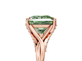 Rose gold Fancy Green Princess  Solitaire Twist Band Six-Prong Setting