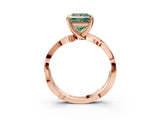 Rose gold Fancy Green Princess  Solitaire Twist Band with Pavé Accents and Four-Prong Setting_23