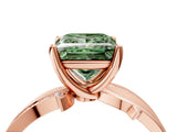 Rose gold Fancy Green Princess  Solitaire Twist Band with Pavé Accents and Four-Prong Setting_24
