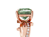 Rose gold Fancy Green Princess  Solitaire Twist Band with Pavé Accents and Four-Prong Setting_25