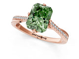 Rose gold Fancy Green Princess  Solitaire Twist Band with Pavé Diamonds and Four-Prong Setting_48