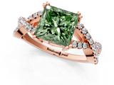 Rose gold Fancy Green Princess  Solitaire Twist Band with Pavé Setting and Four-Prong Setting_1