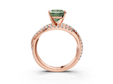 Rose gold Fancy Green Princess  Solitaire Twist Band with Pavé Setting and Four-Prong Setting_3