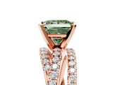 Rose gold Fancy Green Princess  Solitaire Twist Band with Pavé Setting and Four-Prong Setting_5
