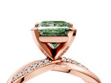 Rose gold Fancy Green Princess  Solitaire Twist Band with Pave Prong Setting_4