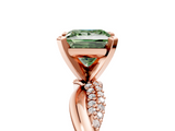 Rose gold Fancy Green Princess  Solitaire Twist Band with Pave Prong Setting_5