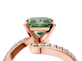 Rose gold Fancy Green Princess  Solitaire Twist Band with Pave Set Diamonds and Four-Prong Setting_4