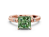 Rose gold Fancy Green Princess  Solitaire Twisted Band Prong Set Engagement Ring_29
